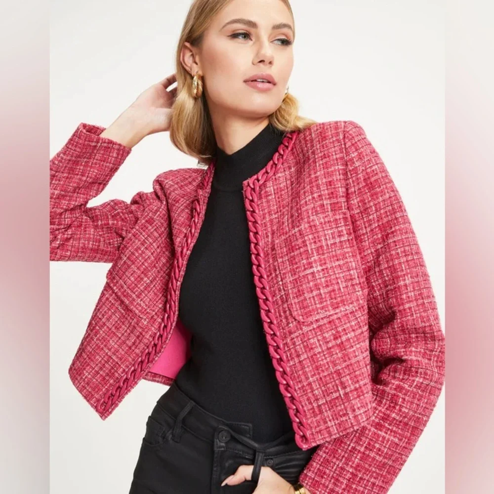 NWT A Peach Be Bold Tweed Chain Blazer - Picture 1 of 11